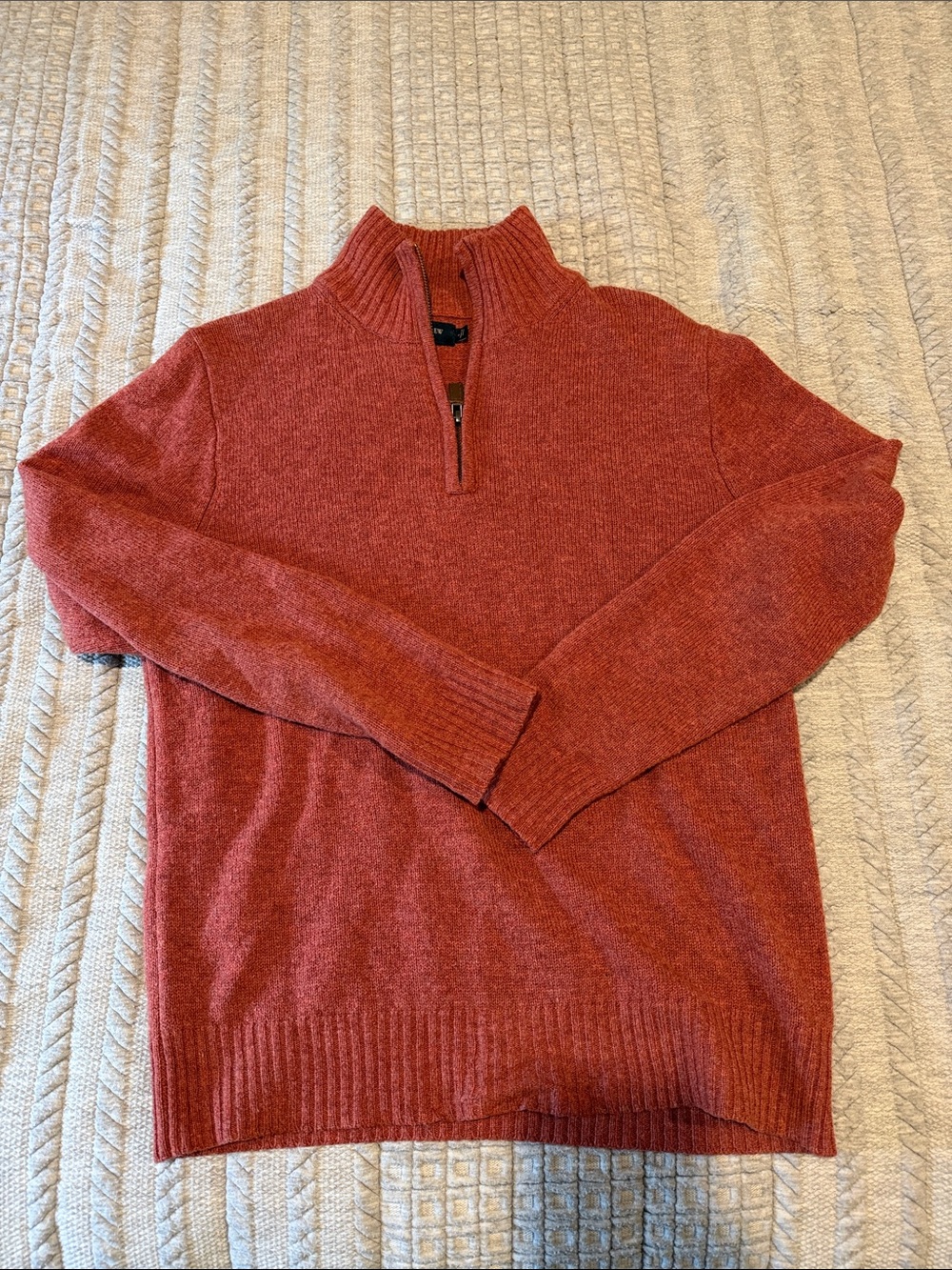 J. Crew Men's Half-Zip Sweater in Rust Orange